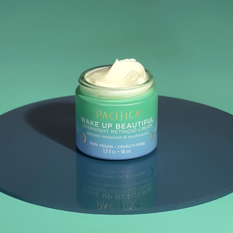 Photo 1 of Pacifica Beauty, Wake Up Beautiful Overnight Retinoid Night Face Cream, Moisturizer for Dry and Aging Skin, Gentle for Sensitive Skin, Hyaluronic Acid + Melatonin, Clean, Vegan & Cruelty Free