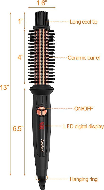 Photo 5 of AmoVee Curling Iron 1 Inch, Dual Voltage Travel-Friendly Tourmaline Ceramic Ionic Hair Heated Round Brush, Professional Anti-Scald Instant Heat Up