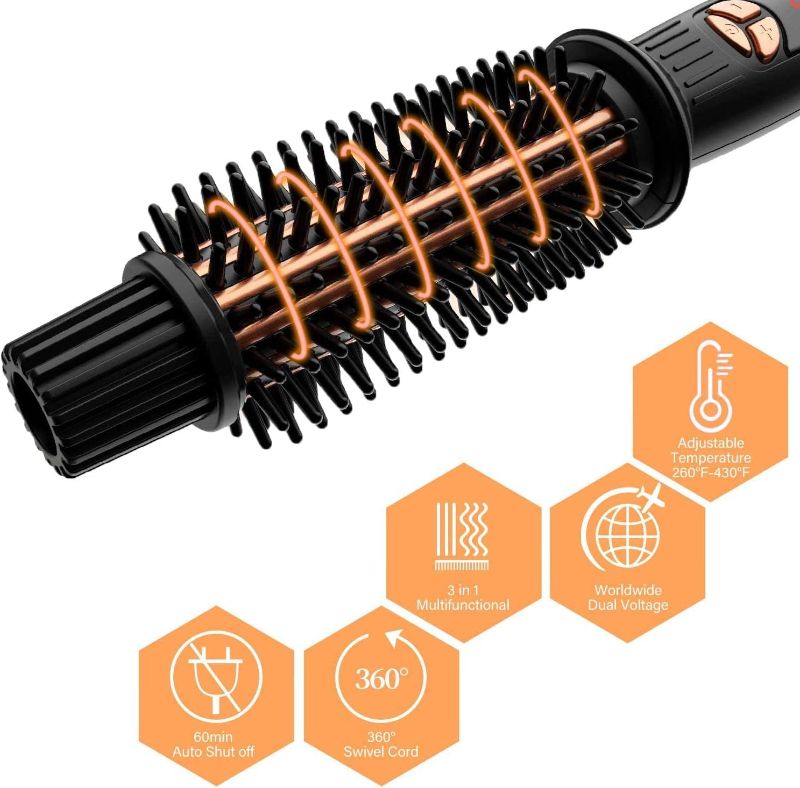 Photo 4 of AmoVee Curling Iron 1 Inch, Dual Voltage Travel-Friendly Tourmaline Ceramic Ionic Hair Heated Round Brush, Professional Anti-Scald Instant Heat Up