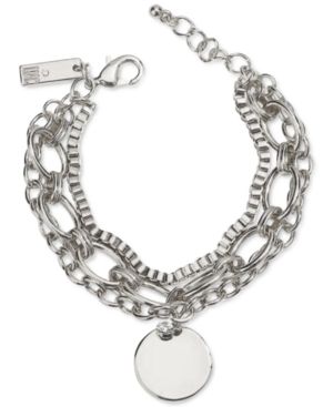 Photo 1 of INC Crystal & Disc Charm Multi-Chain Flex Bracelet, Silver tone