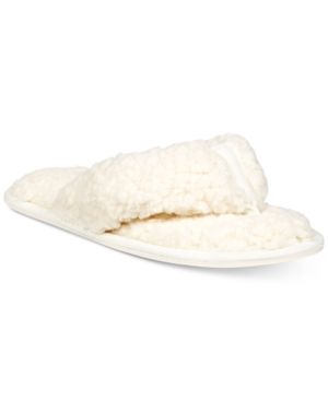 Photo 1 of SIZE M 7/8 Lemon Legwear Women's Slippers POWDER - Powder White Faux Berber Flip-Flop Slipper