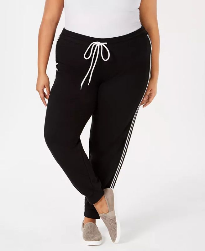 Photo 1 of SIZE 2X Hybrid Plus Size Varsity-Stripe Sweatpants Black 