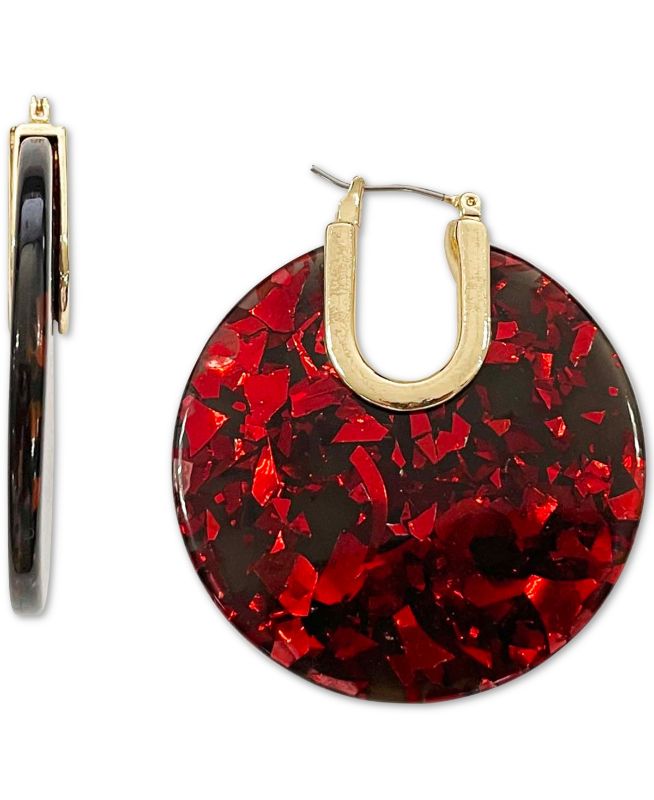 Photo 1 of INC Gold-Tone Red Disc Drop Earrings