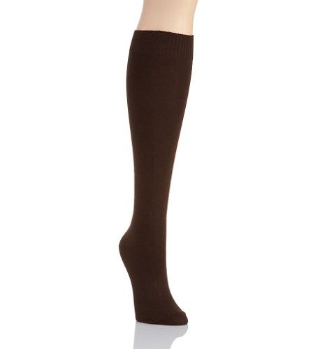 Photo 1 of HUE FLAT KNIT KNEE SOCK BROWN