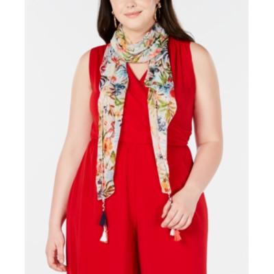 Photo 1 of INC International Concepts Women's Rainforest Botanical Crescent Scarf One Size White Multi