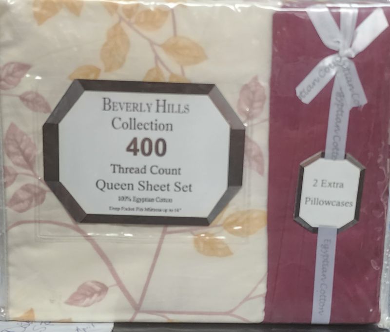 Photo 1 of BEVERLY HILLS COLLECTION SIX PIECE QUEEN SHEET SET- INCLUDES: 1 FLAT SHEET, 1 FITTED SHEET, 4 STANDARD PILLOW CASES- 400 THREAD COUNT