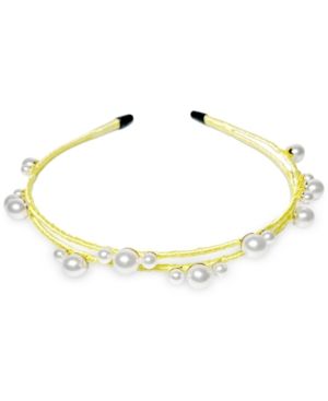 Photo 1 of Inc Gold-Tone Imitation Pearl Satin-Wrapped Double-Row Headband