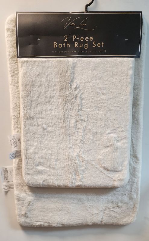 Photo 1 of Pure Bath 2 Piece Faux Fur Bath Rug Set, 20" x 32" and 17" x 24", Ivory 