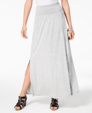 Photo 1 of SIZE XS Style & Co Women's Smocked-Comfort-Waist Maxi Skirt Gray