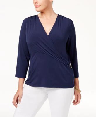 Photo 1 of CHARTER CLUB WOMEN'S TOP NAVY PETITE XL