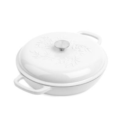 Photo 1 of Brooklyn Steel Co. 4-Qt. Debossed Cast Iron Casserole - White Oven safe up to 600F- Non stick surface- Great for all cooktops