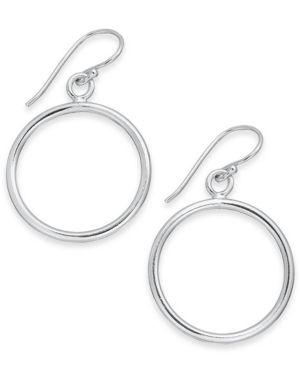 Photo 1 of Essentials Medium Silver Plated Polished Circle Drop Earrings