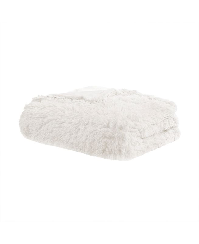 Photo 1 of 12lbs BEAUTYREST Malea Shaggy Faux-Fur Weighted Blanket, WHITE. Product dimensions - 70" L x 60" W. Product weight - 12.78 lbs. Includes - 1 weighted blanket. Luxurious and soft shaggy faux fur cover with cozy plush reverse. Distributes light pressure all