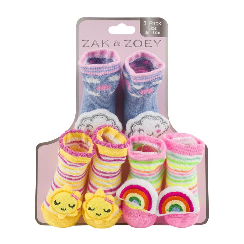 Photo 1 of 3pk Girls Booties- Assorted Colors 3m-12m