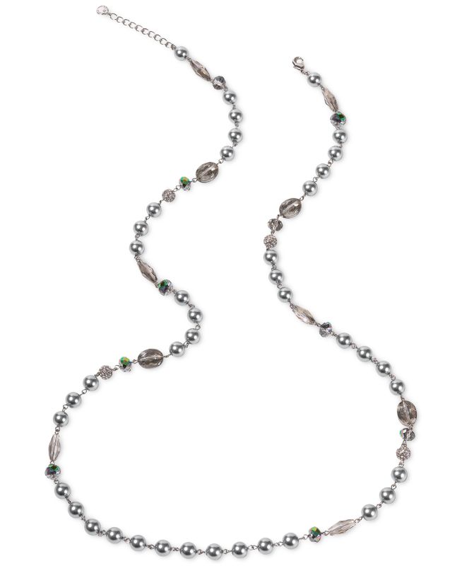 Photo 1 of Charter Club Silver-Tone Pave Fireball, Bead & Imitation Pearl Strand Necklace, 42"+ 2" Extender,