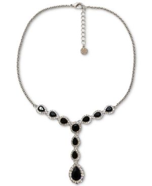 Photo 1 of Charter Club Silver-Tone Pave & Jet Crystal Lariat Necklace, 17" + 2" Extender