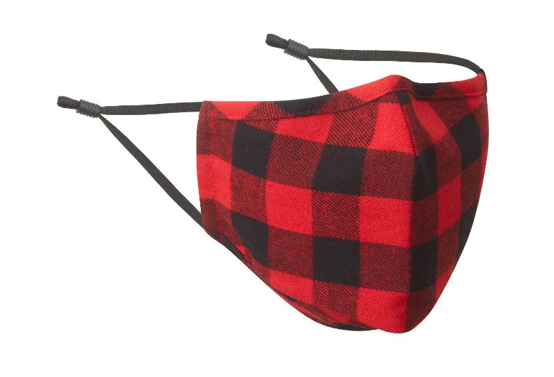 Photo 1 of Lumberjack Plaid Scottish Red Black Buffalo Adult Black Rim Face Mask