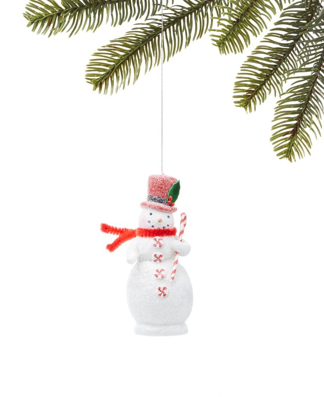 Photo 1 of Holiday Lane Peppermint Twist Paper Pulp Snowman Ornament,