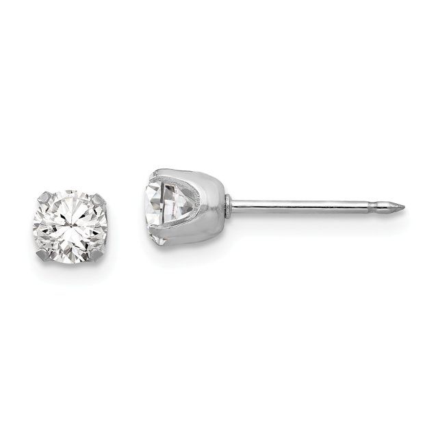 Photo 1 of Inverness Sterile Piercing Earrings 138eb-m 14K White Gold 5mm Cz Prong Set