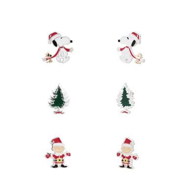 Photo 1 of Fine Silver Plated Holiday Peanuts Earring Trio, 3 Piece - Silver Plated