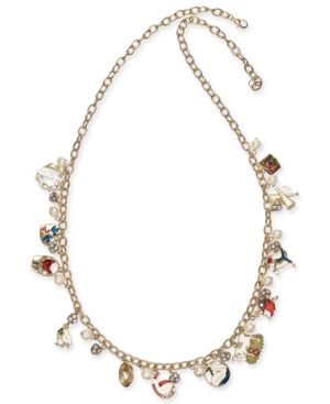 Photo 1 of Holiday Lane Gold-Tone Crystal & Imitation Pearl 12 Days 36-1/2 Charm Necklace,