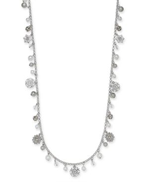 Photo 1 of Holiday Lane Silver-Tone Pave & Imitation Pearl Snowflake 36 Strand Necklace,