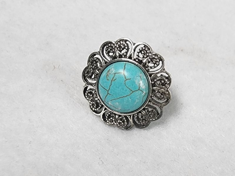 Photo 2 of Southwestern Faux Turquoise Adjustable Ring Vintage Look