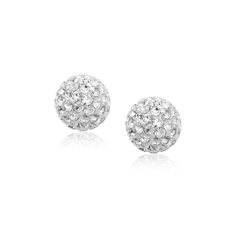 Photo 1 of Inverness 14K Yellow Gold 4mm Clear Crystal Pave Ball Piercing Earrings 584C-M- STERILE PIERCING EARRINGS