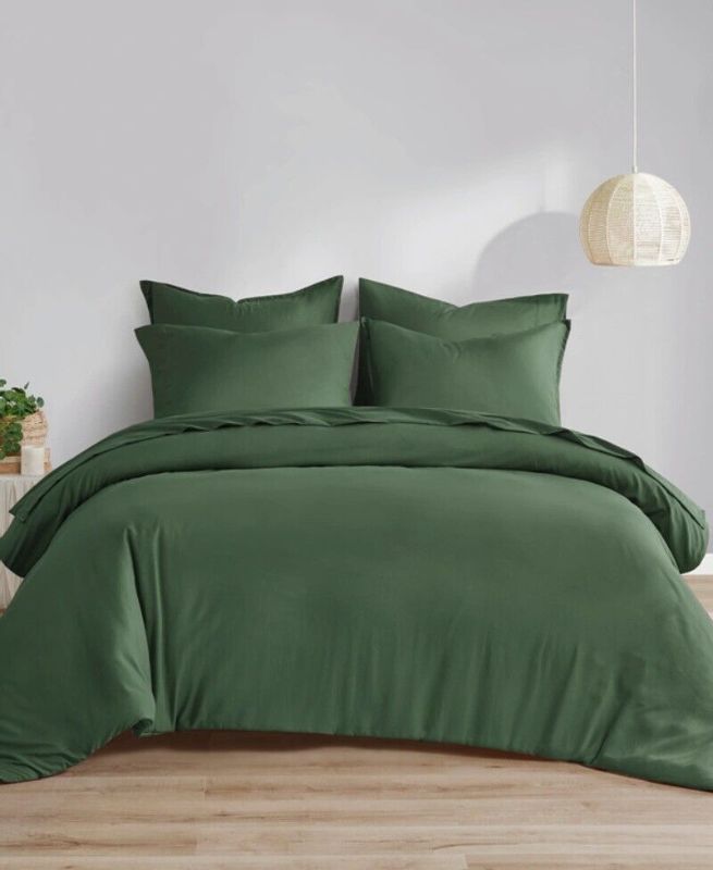 Photo 1 of KING SIZE Clean Spaces Antimicrobial 7 Pieces Comforter Set Dark Green. Set includes: king comforter (112" x 96"), two king shams (20" x 36" + 2"), king flat sheet (108" x 102"), king fitted sheet (78" x 80" + 15") and two king pillowcases (20" x 40"). Su