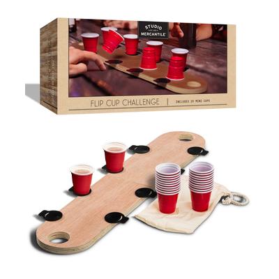 Photo 1 of Studio Mercantile Portable Mini Flip Cup Challenge with Built-in Launchers Set, 21 Pieces.  The folding design and carry bag allows you to bring the fun anywhere on-the-go. The set comes with 20 cups and a board, everything you need play.