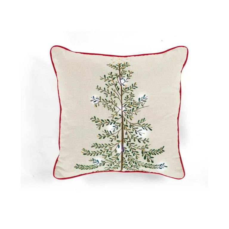 Photo 1 of The Mountain Home Collection Led Holiday Tree Decorative Pillow, 20 x 20, Beige