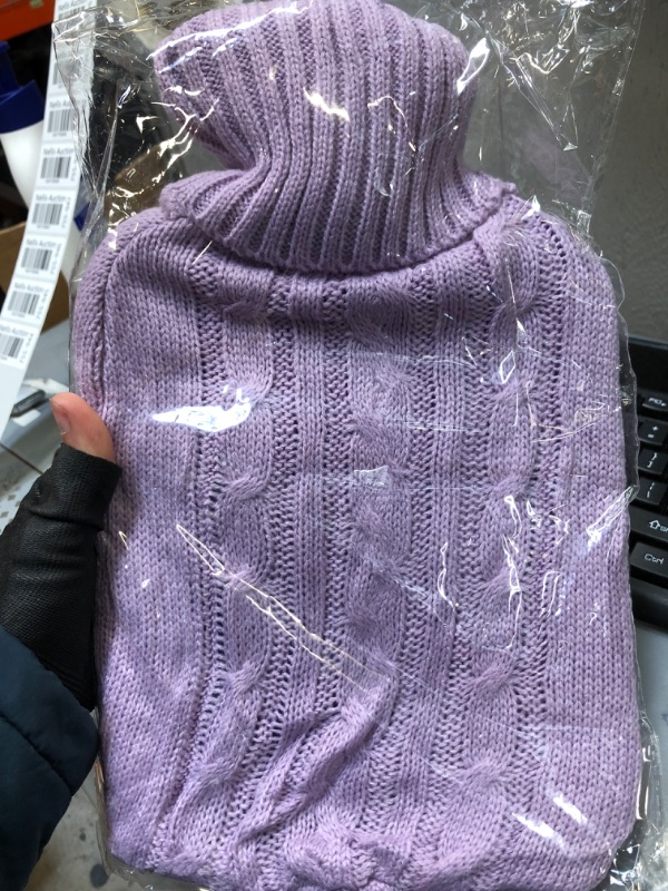 Photo 2 of BAYUTE Classic Rubber Transparent Hot Water Bottle 2L High Density with Knitted Cover (Purple)