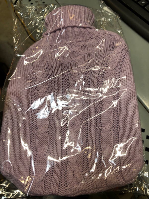 Photo 2 of BAYUTE Classic Rubber Transparent Hot Water Bottle 2L High Density with Knitted Cover (Purple)