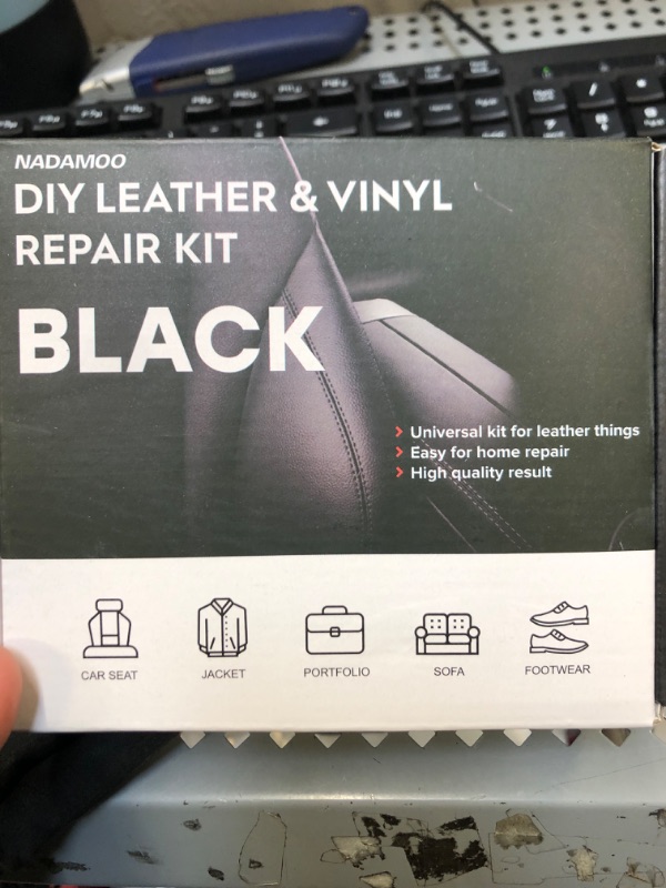 Photo 2 of NADAMOO Leather Repair Kit for Couches, Vinyl Repair Kit for Furniture, Car Seats, Sofa, Belt, Shoes, Boat - Scratch Filler Leather Care DIY Leather Fix Kit Repairs Tears Burn Holes - Black