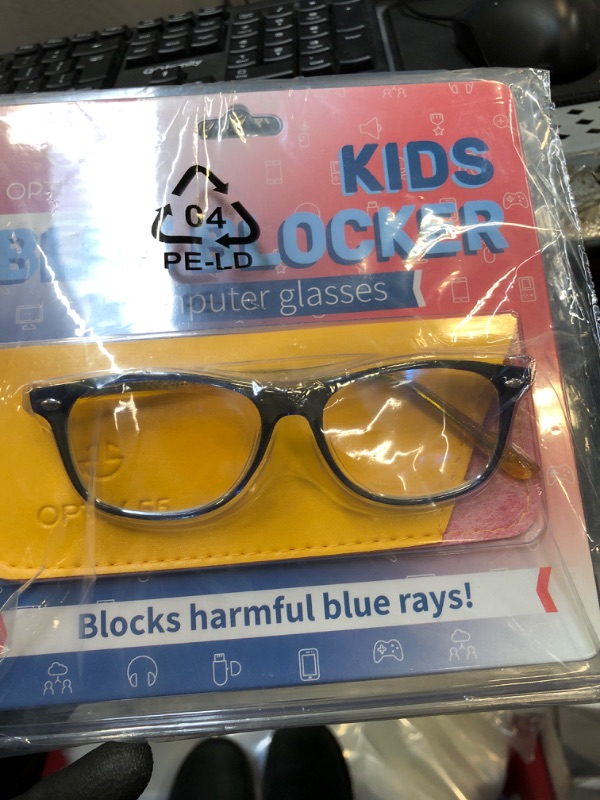 Photo 2 of Blue Light Blocking Glasses Girls & Boys | Anti Eyestrain Blue Light Glasses Kids Computer Gaming Glasses (Ages 3-10) | Flexible Blue Square Frames with Yellow Temples Video Phone Screen Eyeglasses