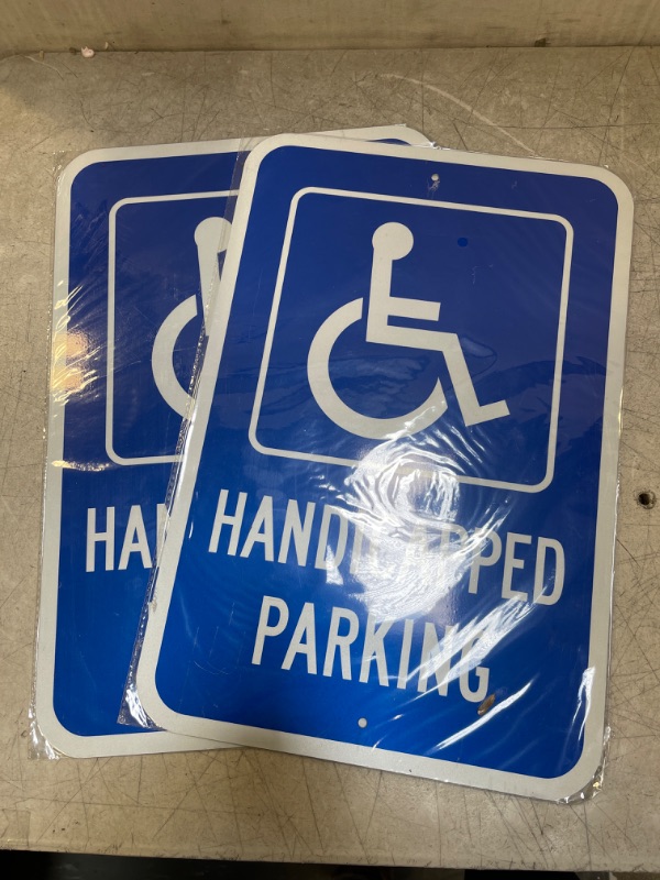 Photo 2 of 2 PACK Handicap Parking Sign, 18"x 12" Large Handicapped Sign, Aluminum Reflective Sign Rust Free Aluminum-UV Protected and Weatherproof