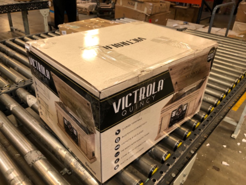 Photo 1 of Victrola Nostalgic 6-in-1 Bluetooth Record Player & Multimedia Center with Built-in Speakers - 3-Speed Turntable, CD & Cassette Player, AM/FM Radio | Wireless Music Streaming | Farmhouse Oatmeal Farmhouse Oatmeal Entertainment Center