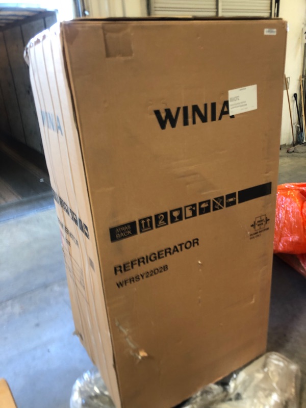 Photo 2 of Winia WFRSY22D2B Side Mounted Refrigerator, 20 Cu.Ft, Black - box damage only.