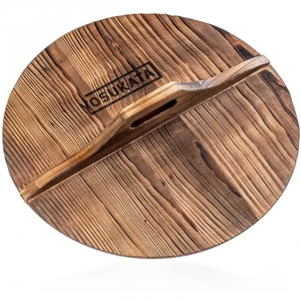 Photo 1 of 14-inch Wooden Wok Lid with Carbonized Finish
