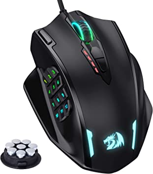 Photo 1 of Redragon M908 Impact RGB LED MMO Mouse with Side Buttons Optical Wired Gaming Mouse with 12,400DPI, High Precision, 20 Programmable Mouse Buttons
