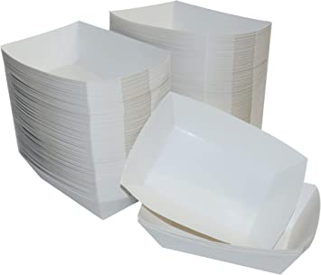 Photo 1 of 250 Pack Disposable Paper Food Tray - Paperboard Tray for Carnivals, Fairs, Festivals, and Picnics | Holds Nachos, Fries, Hot Corn Dogs, and More! (White, 1lb)
