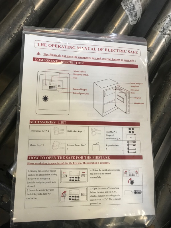 Photo 4 of 2.12 Cub Safe Box Fireproof Waterproof, Security Home Safe with Fireproof Document Bag, Large Fireproof Safe Box for Home with Inner Cabinet and LCD Display, Safe Box for Money Jewelry Documents 2.12Cub