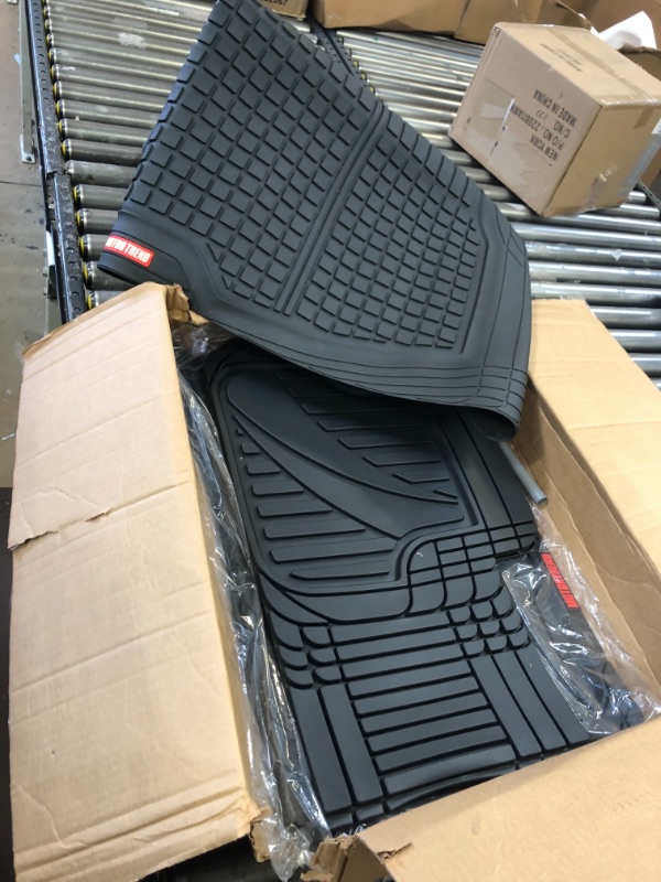 Photo 1 of Motor Trend FlexTough Advanced Black Rubber Car Floor Mats with Cargo Liner Full Set - Front & Rear Combo Trim to Fit Floor Mats for Cars Truck Van SUV, All Weather Automotive Floor Liners
