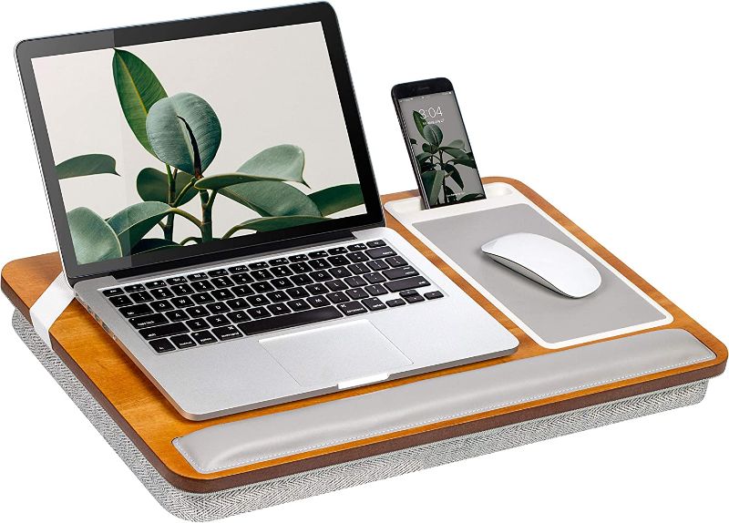 Photo 1 of Rossie Home Premium Acacia Lap Desk with Wrist Rest, Mouse Pad, and Phone Holder - Fits Up to 15.6 Inch Laptops - Natural - Style No. 91726
