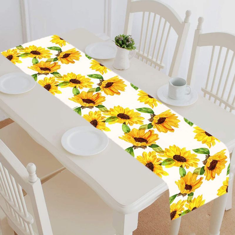 Photo 1 of  Summer Sunflower Pattern Table Runner Placemat Tablecloth for Home Decor Size 16x72 Inch
