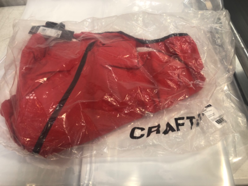 Photo 2 of Craft Men’s Lightweight Packable Rain Jacket with Hood Bright Red SIZE Medium