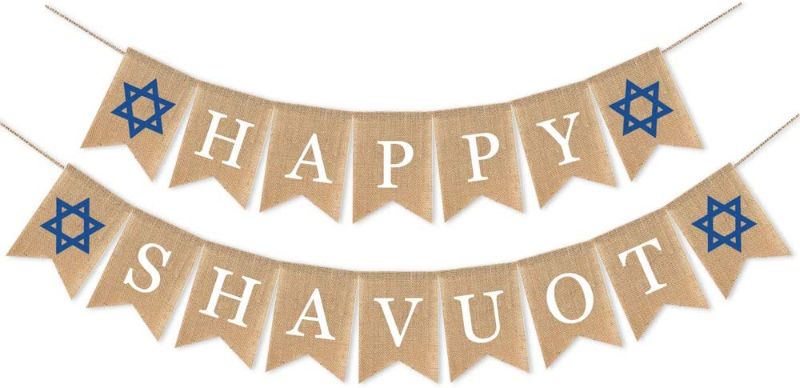 Photo 1 of  Burlap Happy Shavuot Banner Jewish Holiday Mantel Fireplace Supplies Garland Decoration
