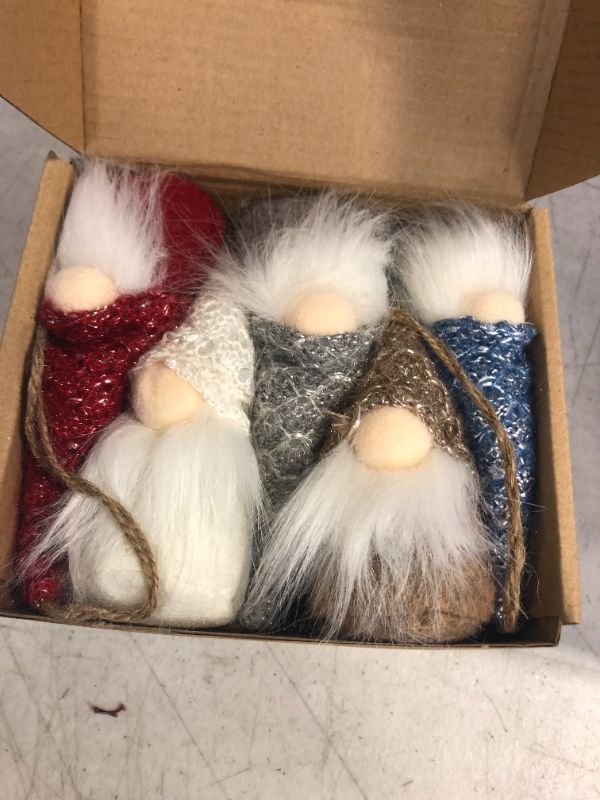 Photo 3 of 10 Pcs Hanging Gnome Ornaments Adorable Christmas Gnomes Handmade Plush Swedish Santa Tomte Holiday Tree Decorations
