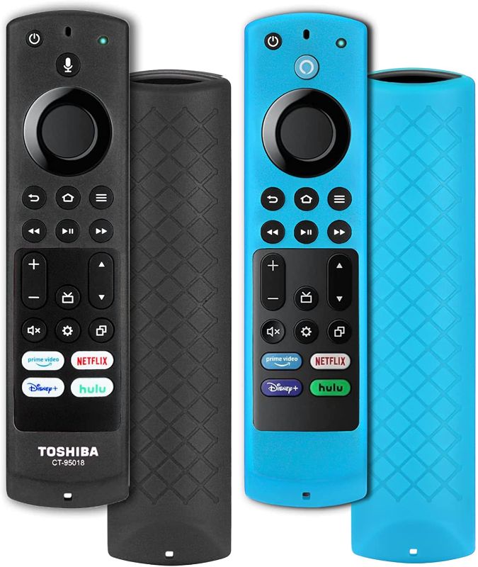 Photo 1 of 2 Pack Remote Cover for Insignia/Toshiba/Pioneer/FireTV 4-Series/Omni Series FireTV Edition Remote Control for AlexaVoice Remote Silicone Protective Remote Case Cover Skin Sleeve - Black Blue
