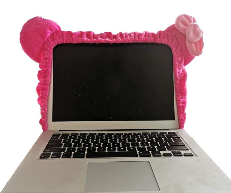 Photo 1 of 14"-19" Computer Monitor Cover with Cat Ear Design Furry Kawaii Pink Monitor Dust Cover Elastic Dustproof for PC Tablet TV  PINK